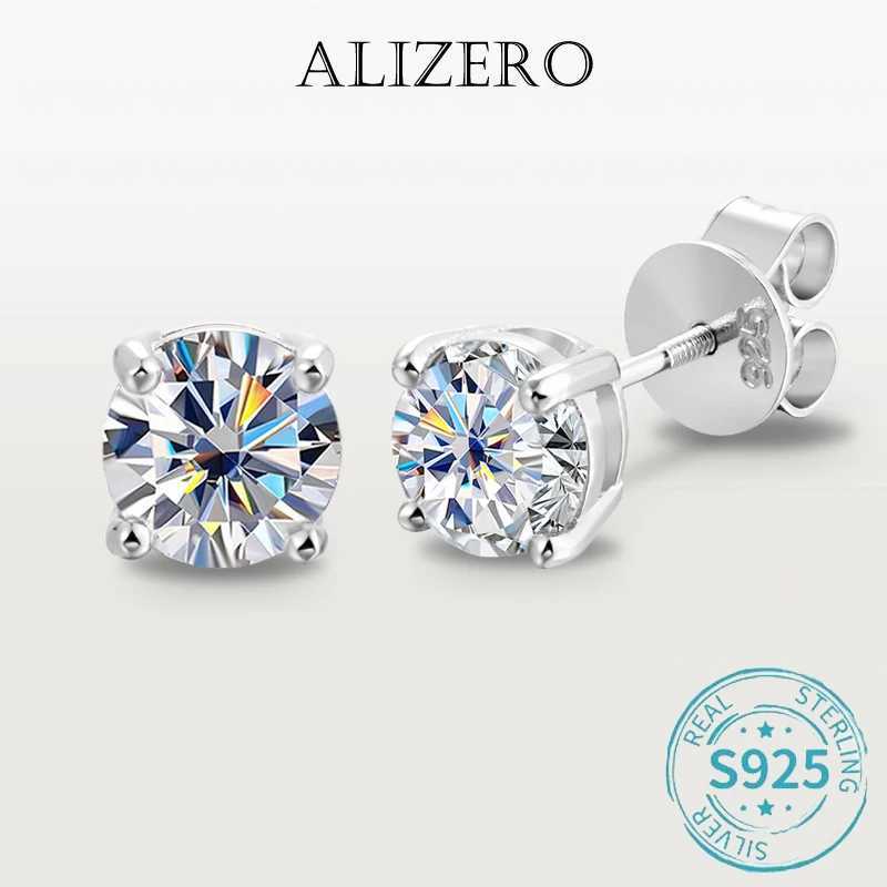 ALIZERO D Color Moissanite Stud Earrings 925 Sterling Silver 18K Gold Plated Lab Grown Diamond Screw Ear Studs For Women JewelryC250407