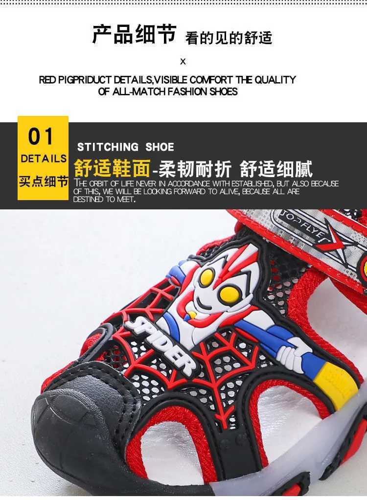 2024 childrens outdoor sports LED illuminated sandals boys summer sports shoes baby lights casual beach soft soled childrens shoes W250407