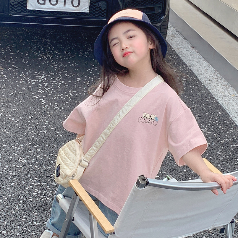 Ddmyshoesvip Korean Version Girls Short T Shirt Summer New Style Children S Baby Loose Casual Cartoon Half Sleeved Fashionable Kindergarten Top