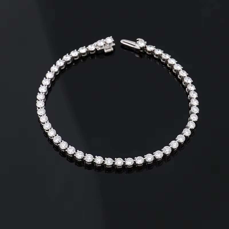 Silver Fine Jewelry Hip Hop Bracelet Charm DEF Moissanite Diamond Tennis Bracelet Men and Women Rap Party Jewelry Fashion
