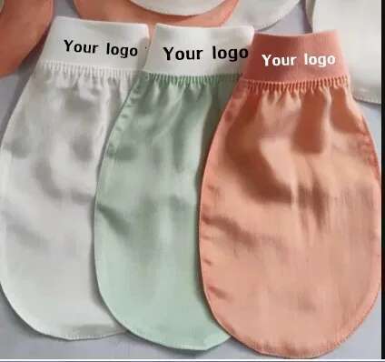 50Pcs Custom Bath Raw Gloves Spa Turkish Mitt 100% Face Body Remove Dead Skin Pure Organic Silk Glove