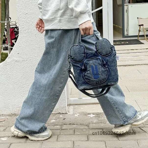 Unique Design Handbag New Washed Denim Tote Versatile Korean Version Vintage Large Capacity 2025 Shoulder Bag