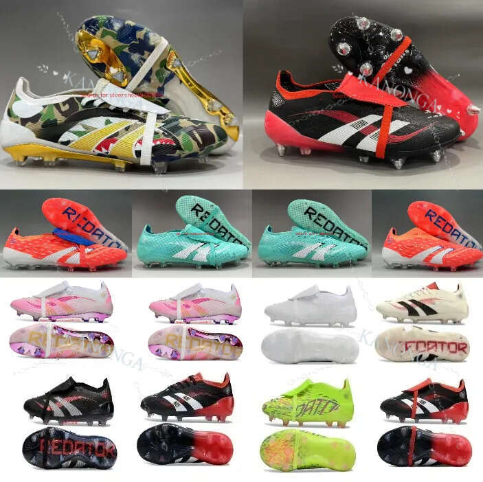 2025 Good Quality Boots 25Th Tongue Fold Laceless Laces FG Mens Soccer Cleats Comfortable Training Leather Football Shoes Kids Uk3.5-Uk11