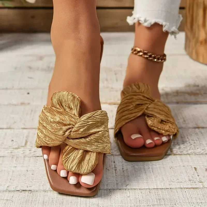 Summer womens sliders Fi brand casual sliders womens flat shoes womens peeping toes beach sandals outdoor flip cover low floor matsXJ250407
