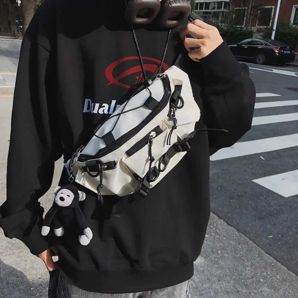 2024 Techwear Style Punk Hip Hop Single Shoulder Cross Body Bag Mens Retro Chest Bag Casual Sports Fanny Bag Z250407
