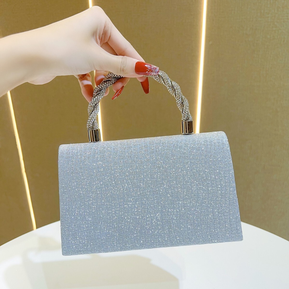 2025S New Model Designer New Dia Banquet Ladies Shiny Handbag Princess Dress Bag Clutch Bag Wallet