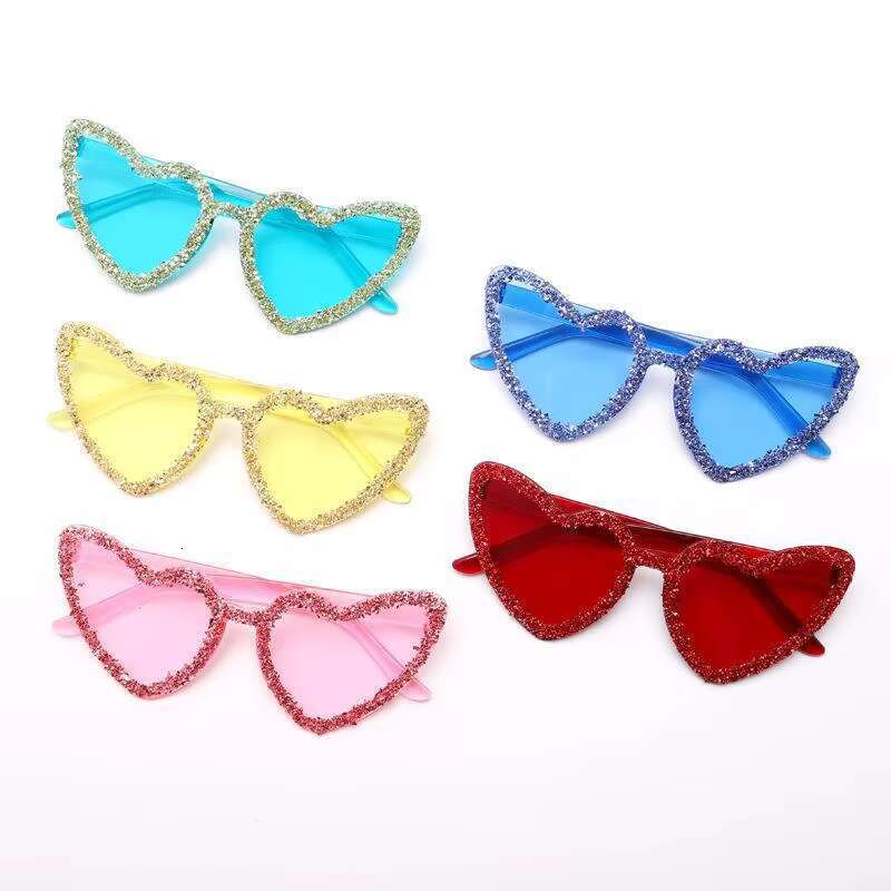 Candy Color Trendy Rhie Sunglasses Integrated Heart Shaped Dia Shades Glasses