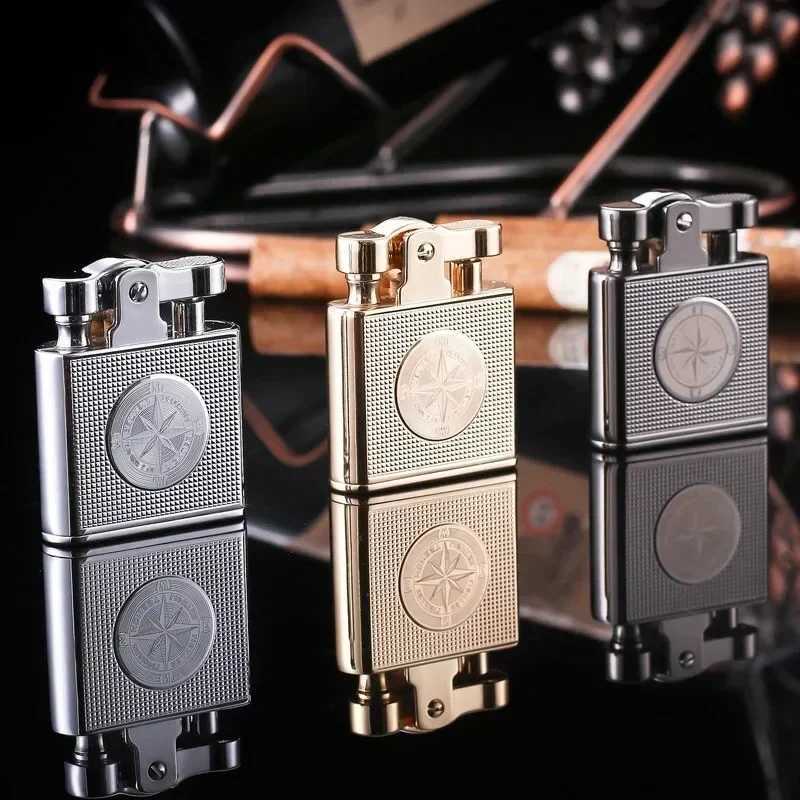 Luxury retro copper waterproof and windproof Kerosene cigarette lighter cigar lighter mens smoking tool mens gift small toolXJ250407