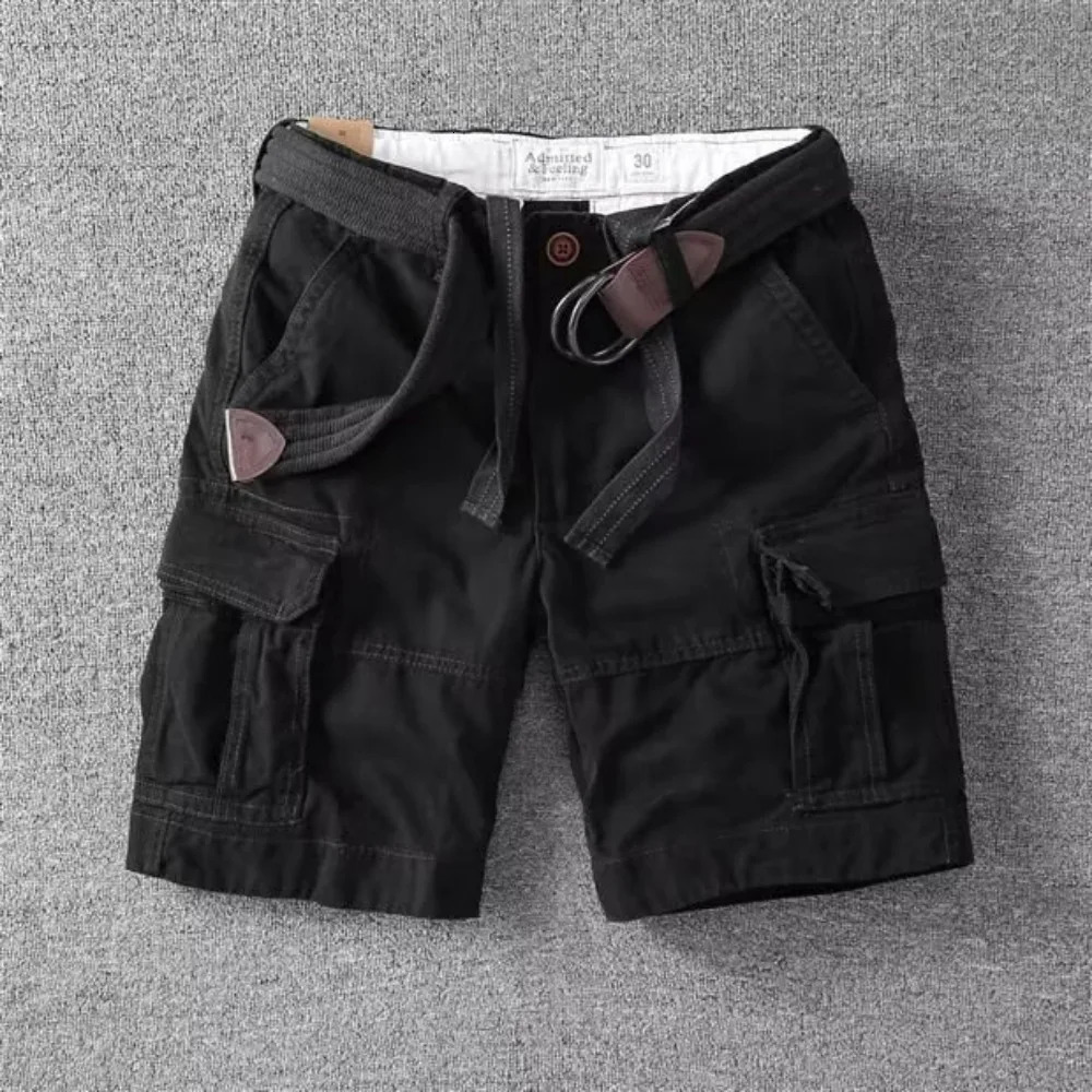 White Men Shorts Loose Large Size Multi-Pocket Overalls Summer Cotton Comfortable Nickel Pants Outdoor Casual Sports Beach Pants 250407