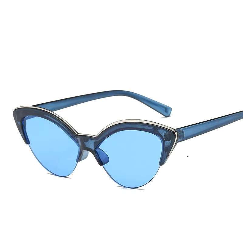 Half Frame Leopard Triangle Cateye Women Square Shades Ladies Uv400 Sunglasses