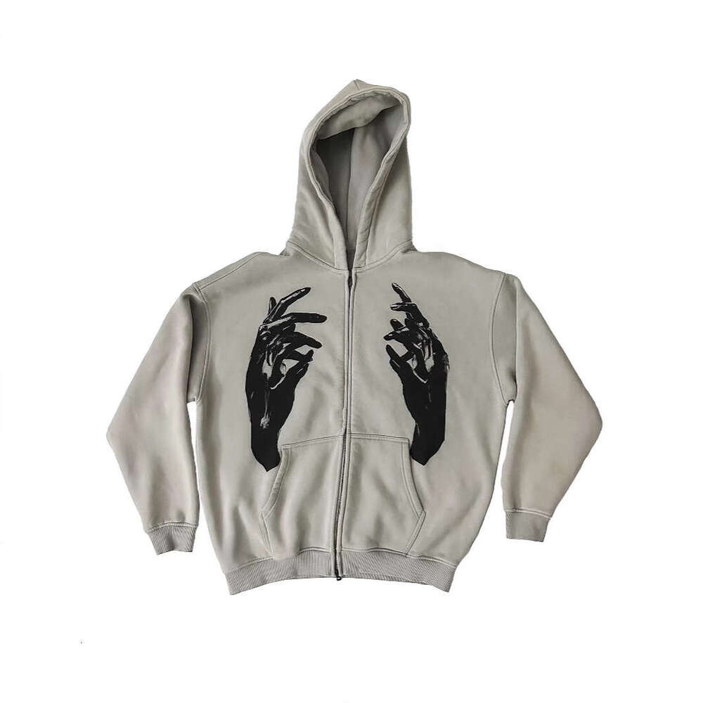 Street fashion trend design sense, unisex devil's hand print spring hoodie