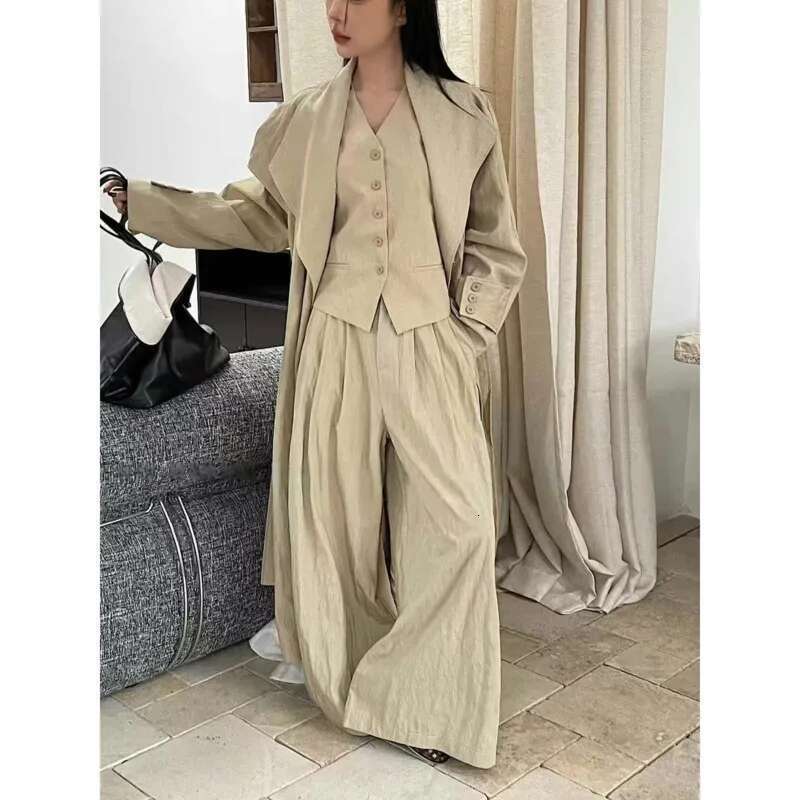 EOEN Fashion Solid Color Vest Set Woman High Quality Elegant Urious Trouser Suit Two-Piece Set 2025 For Summerladies