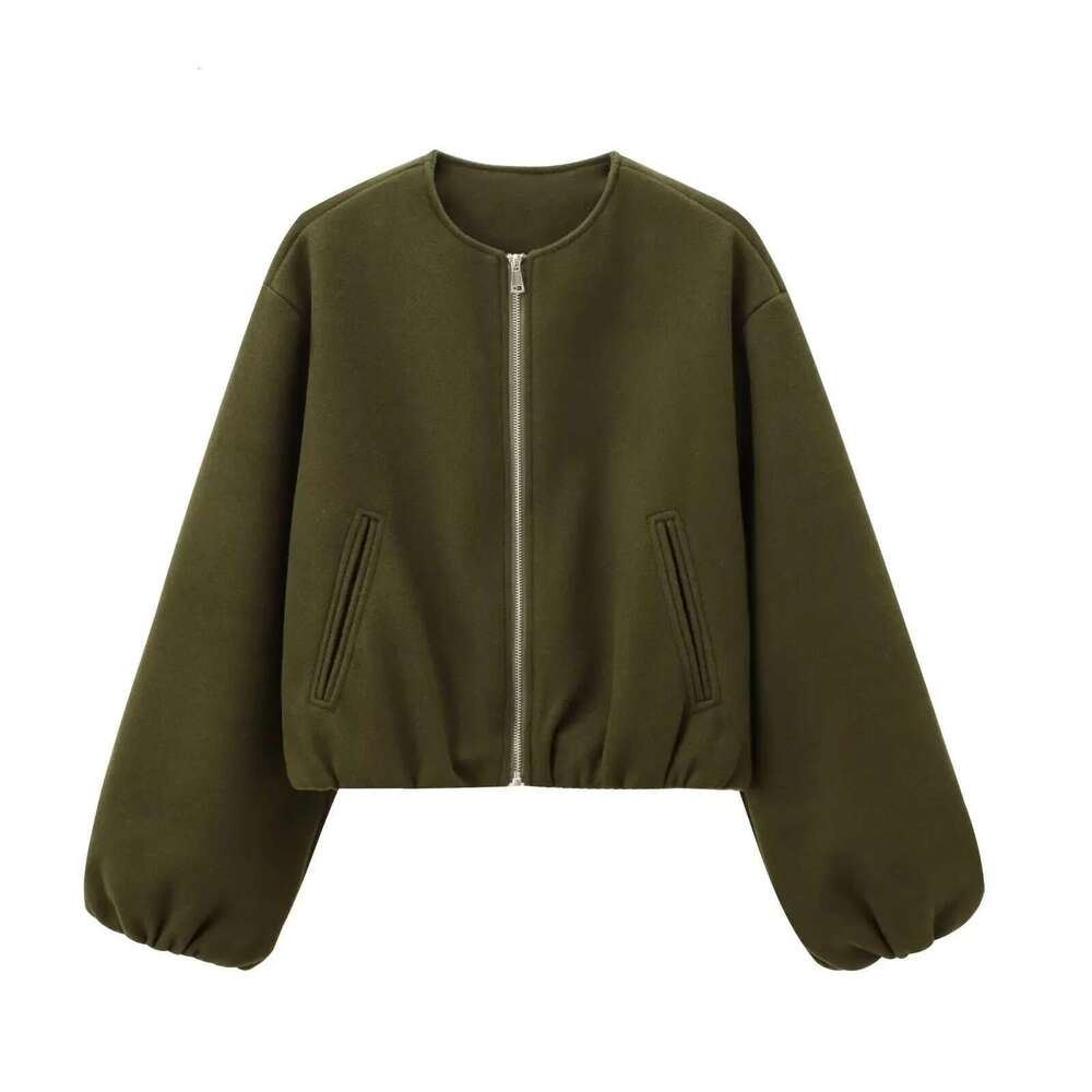 Fashionable Soft Pilot Jacket Outerwear Women's Independent Station 3046274 Crew Neck Short Coat Stylish Simple Design