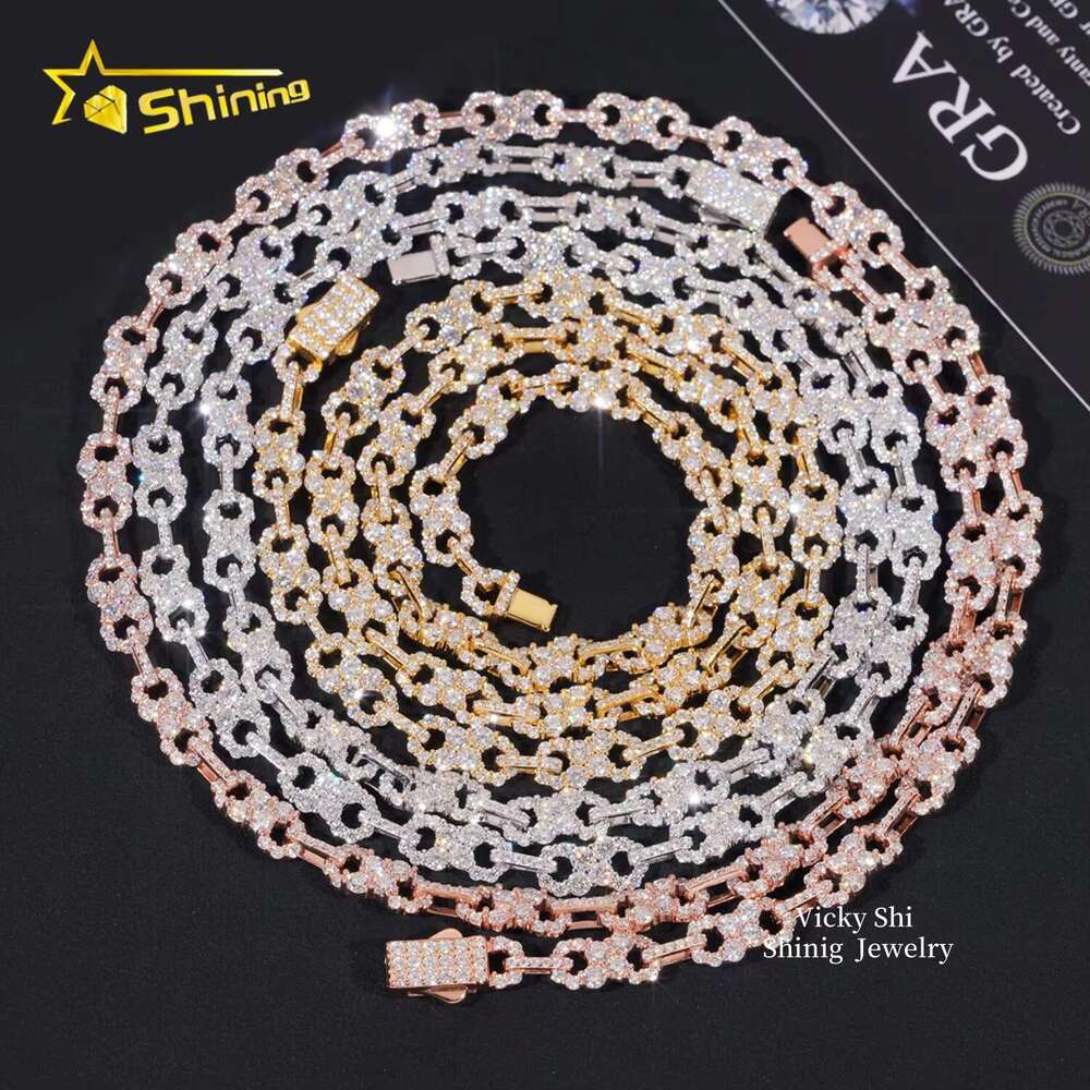 New Hip Hop Design Unlimited Chain Ice Out Sier Men's Gold Plated Moissanite Cuban Necklace
