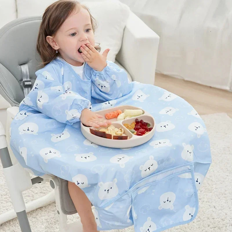 Baby Bibs Baby Coverall Dining Chair One-piece Waterproof Anti-dirty Bib Baby Eating Fedding Bib Apron Kids Feeding Burp Cloth 250408