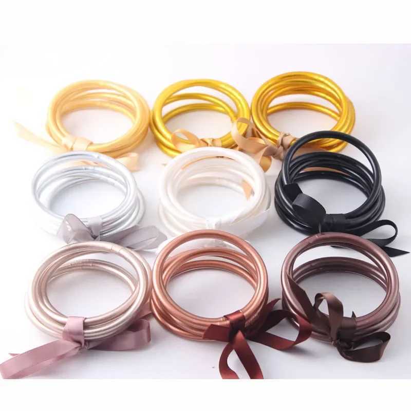 5pcs/set Bracelet Jonc Bouddhiste Glitter Jelly Bangles Braclet for Wen Friendship Bracelets Waterproof Beach FemmeC250408