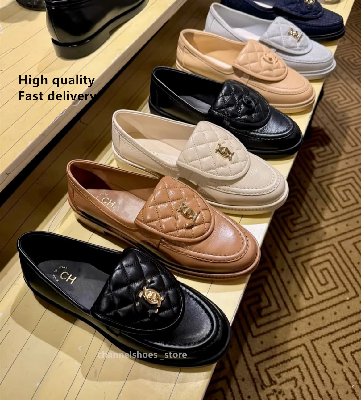 Luxury designer Shoes Women Fashion Mary Janes Round Toe Flats Loafers Oxfords Platform Shoes Casual Metal Chain Buckle Ladies Heels Female ChannelShoe chan
