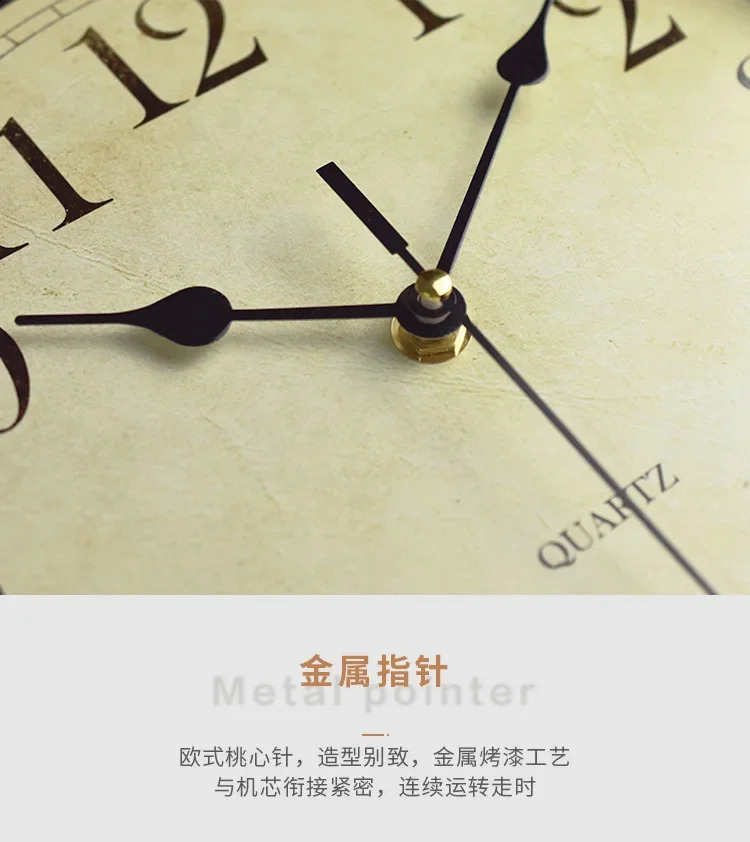 Vintage Wall Clock European Style Silent Clocks Living Room Decoration Clocks Wall Hanging Home Art Quartz Clocks 250408