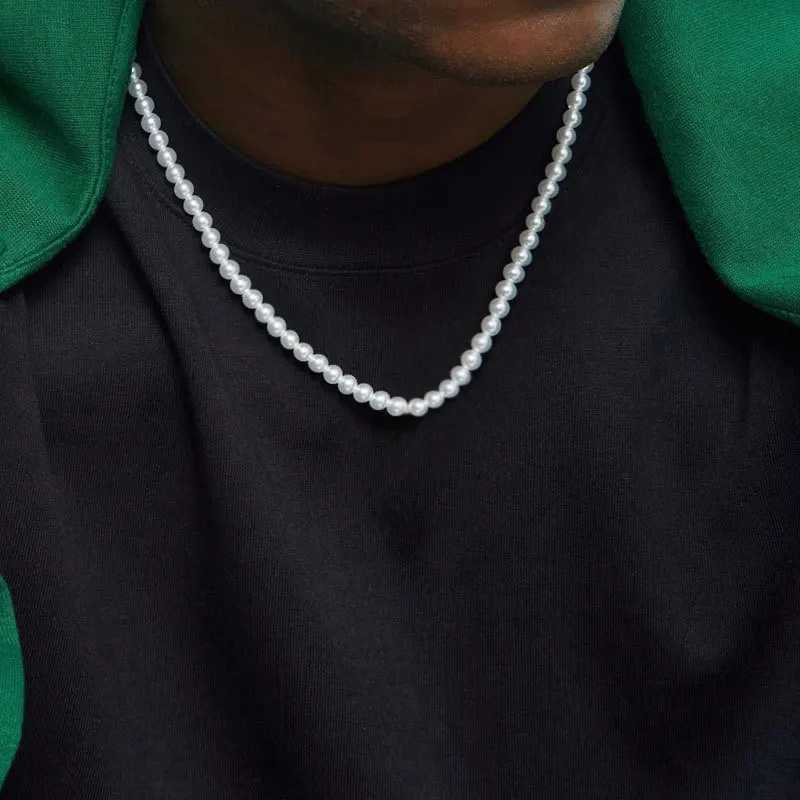 Cross-border long imitation pearl necklace unisex light luxury temperament versatile neck chain jewelry wholesaleC250407