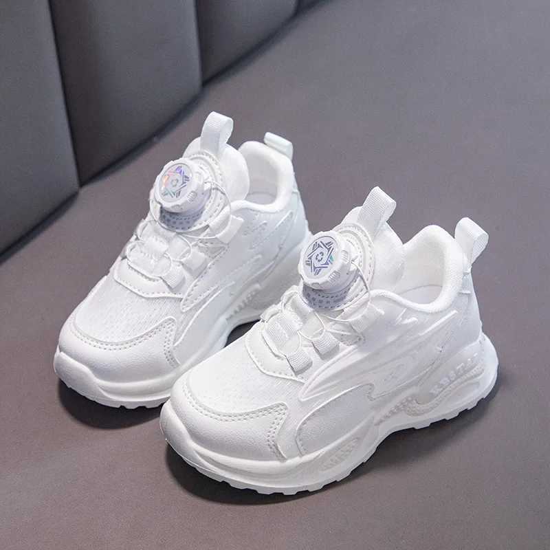 Girls sports shoes light running shoes childrens sports shoes rotating button childrens comfortable walking and jogging shoes boys coach W250407