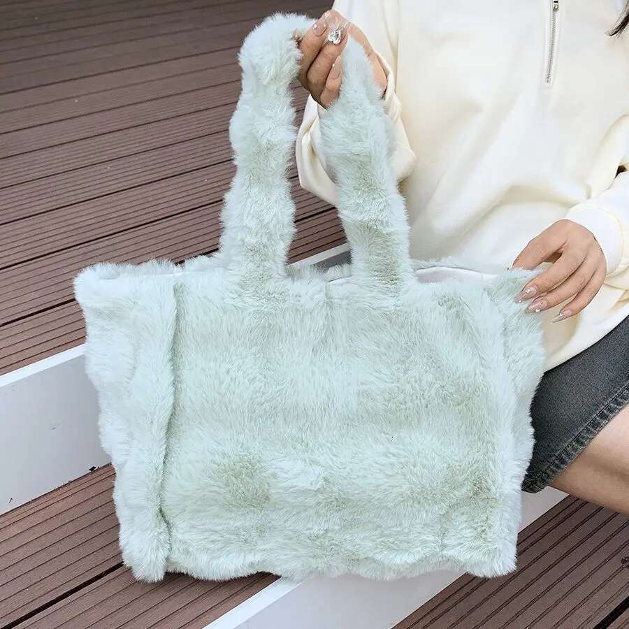 Stylish Faux Fur Tote Bag With Large Capacity For Women