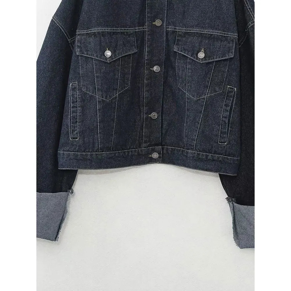 Willshela Womens Fashion Pocket Denim Solid Jacket Collar Long Sleeve Femle Chic Set 250407
