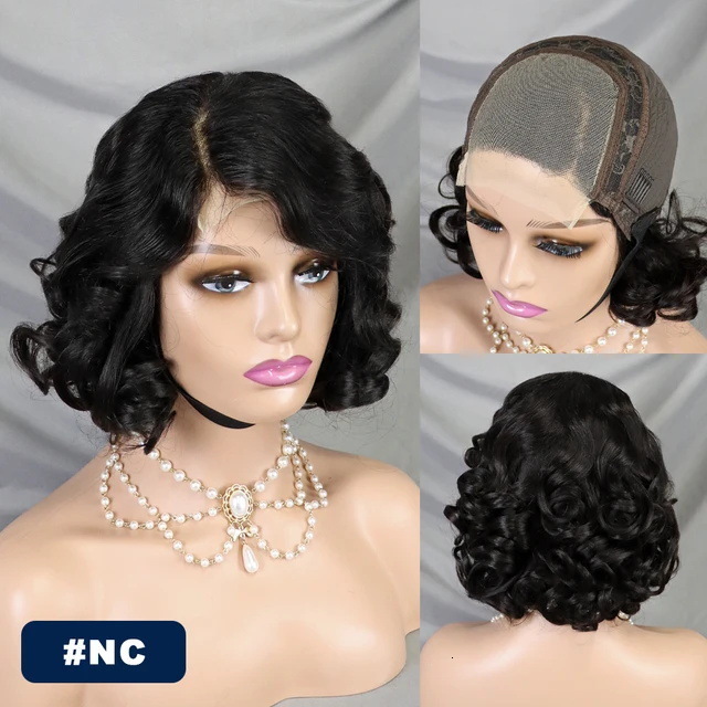 Body Wave Short Wigs Human Hair 4X4 Bob Wig Lace Front H