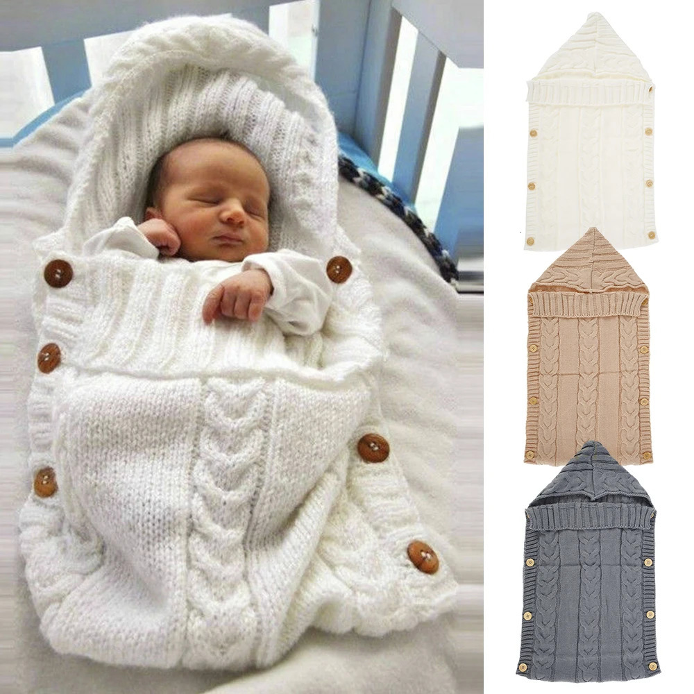 born Baby Wrap Swaddle Blanket Unisex Infant Baby Stroller Wrap Soft Thick Knit Wrap Bag Receiving Blanket for 0-6 Month Baby 250408