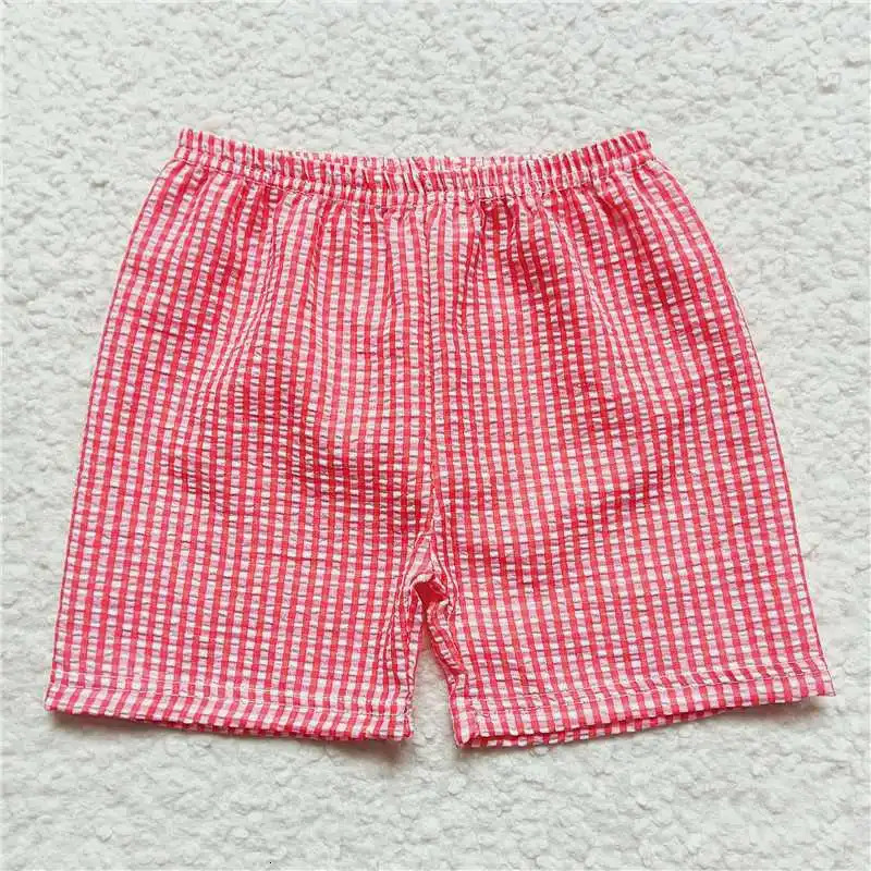 Wholesale western boutique clothing for baby girls boys summer slibling seersucker shorts 250408