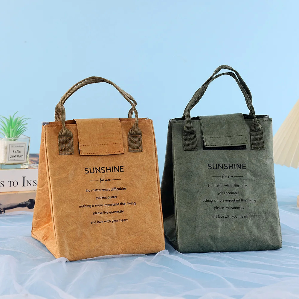 Paper lunch bag waterproof insulation length and thickness aluminum foil Japanese handbag office staff students 250401