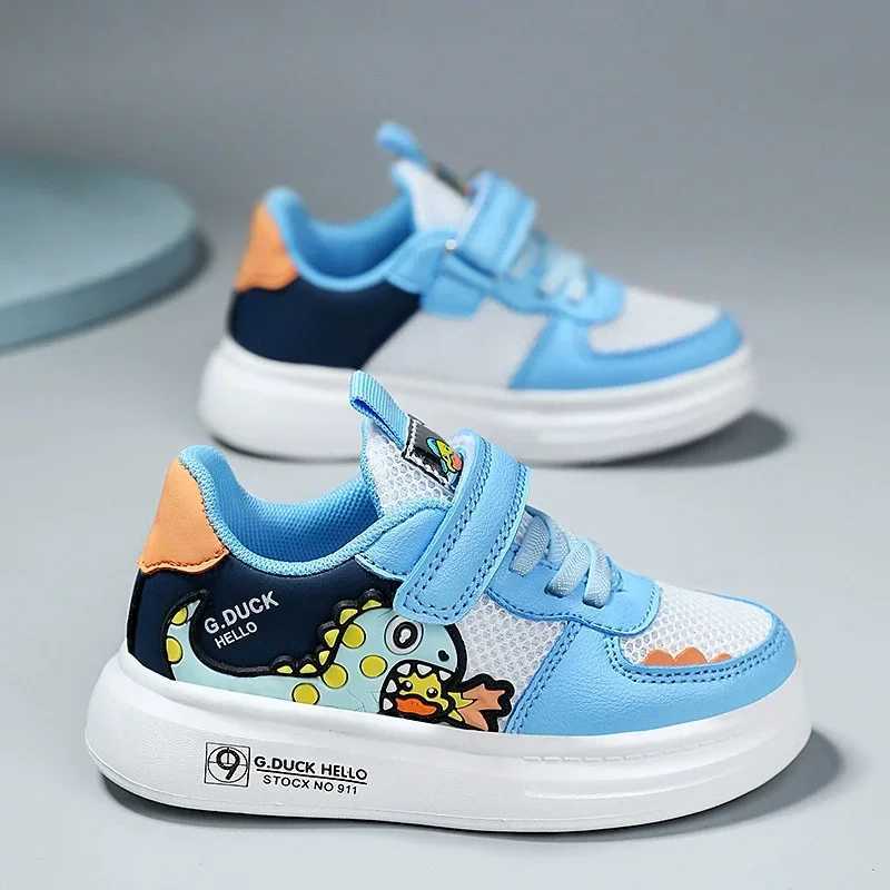 Childrens sports shoes boys and girls dinosaur printed leather sports shoes soft non slip casual childrens tennis baby walking shoes W250407