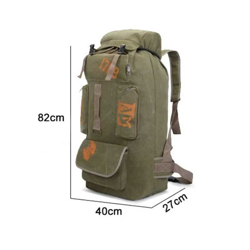 100L Hiking Camping Backpack Large Canvas Travel Luggage Backpack Outdoor Mountaineering Multiple Pockets RucksackC250407