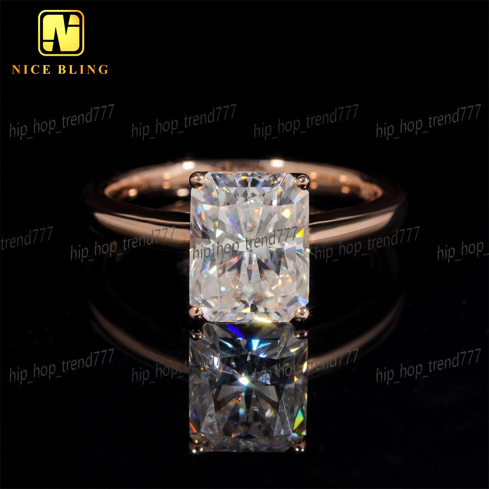 Luxury Radiant Cut Diamond Wedding Rings Women 14K Real Gold VVS Moissanite Engagement Ring for Women