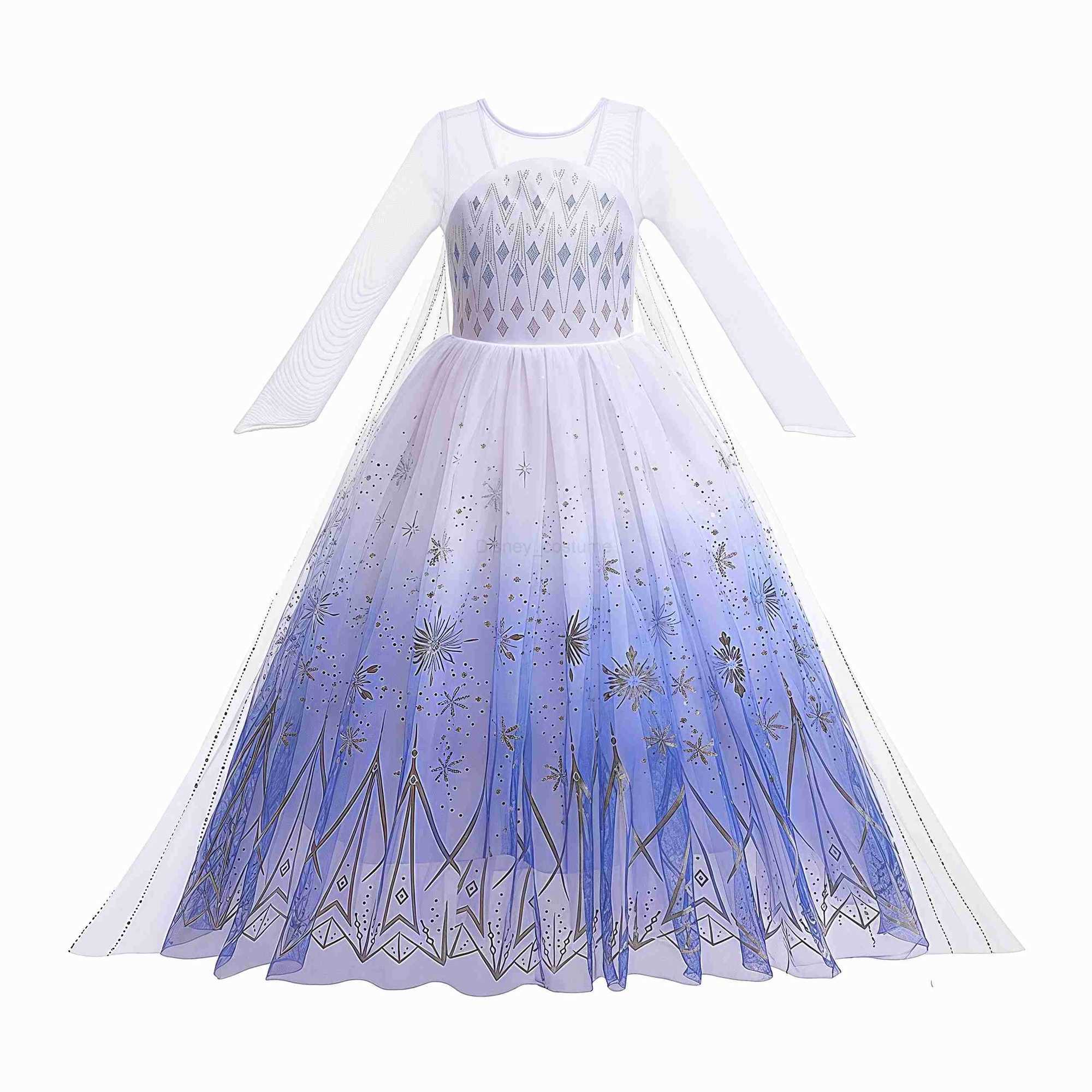 Disney 2-10Y Childrens Prim Role Play Elsa Anna Dress 2025 Winter Long Mesh Princess Dress Christma Carnival Dress Ball Dress X250408