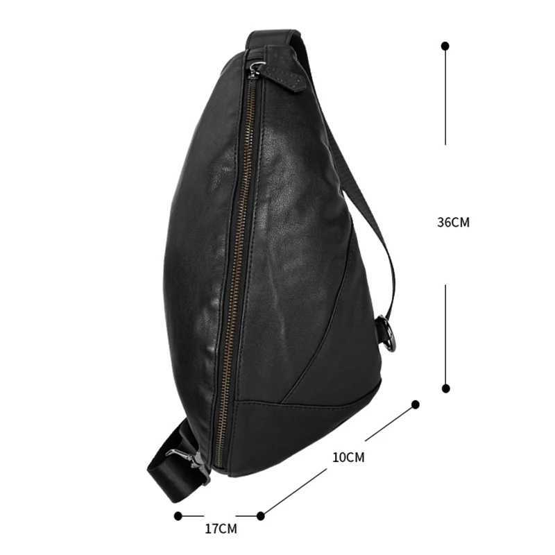 Fashion leather mens chest bag shoulder bag messenger strap bag mini casual bag cross body black M129 Z250407