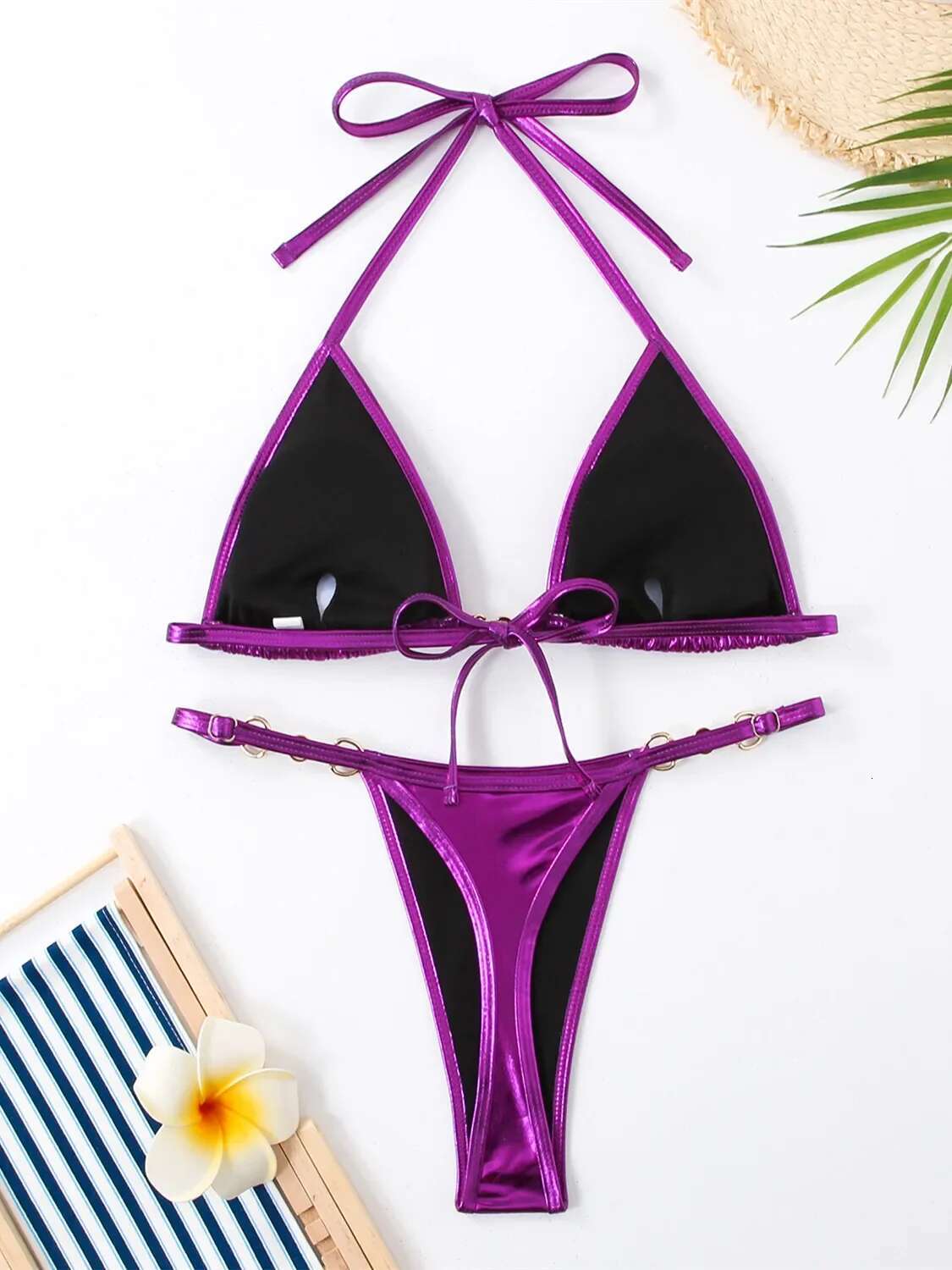 Dongdumaoyi Sexy Micro Bikini Swimsuit Women Brazilian Brozing Solid Red Silver Push Up Pearl Thong Swimwear Bathing Suit Bikinis Set