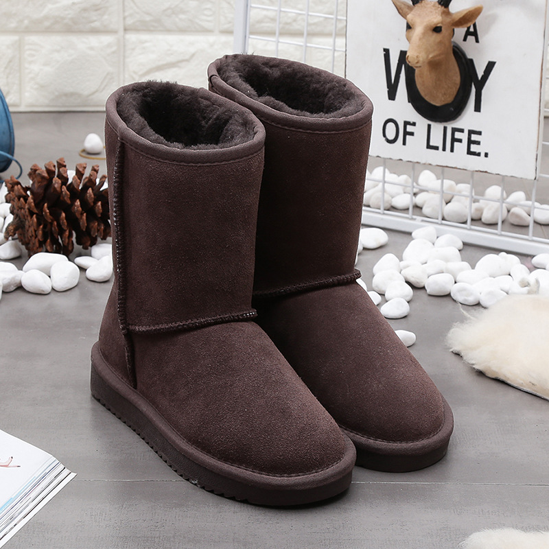 Designer shoes winter new high quality genuine cowhide affordable luxury boots keep warm outdoor non-slip snow boots for woman black grey red pink cof