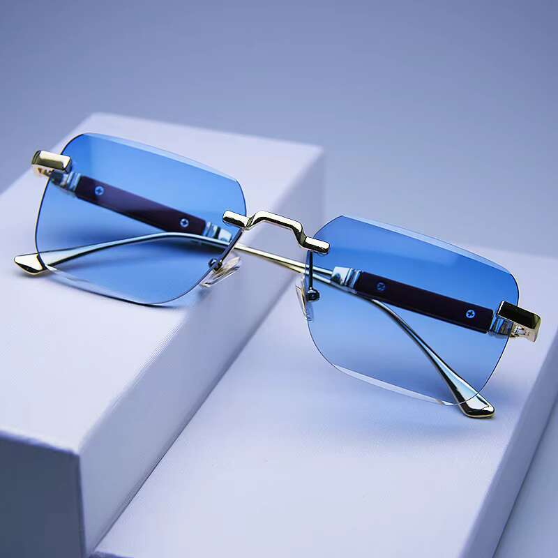 Factory Direct Supply Men's Anti Uv Frameless Fashionable Square Sunglasses Small Rectangle Unisex Shades Designer Sunglasses