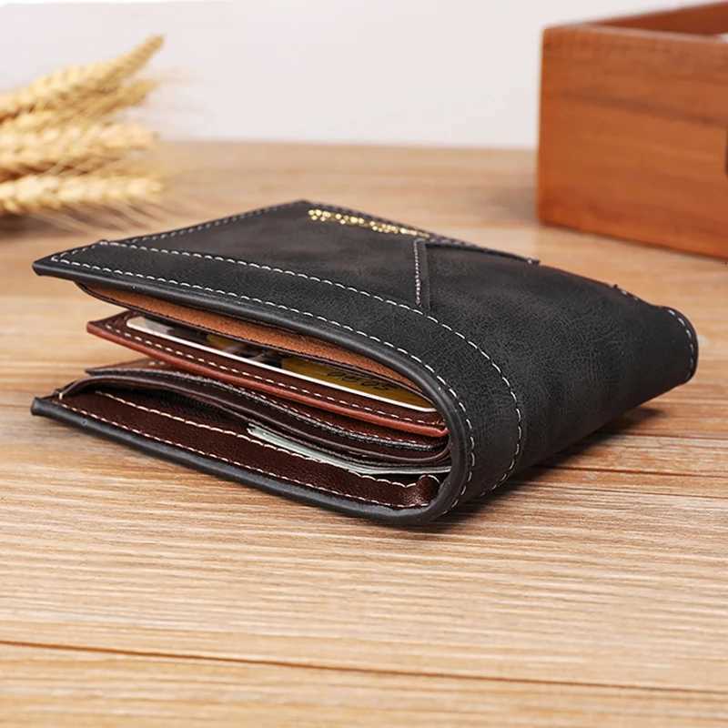 New Mens PU Leather Wallet Short Mens Wallet Card 2024 Top Vintage Male Small Wallet Coin Purse H2511071