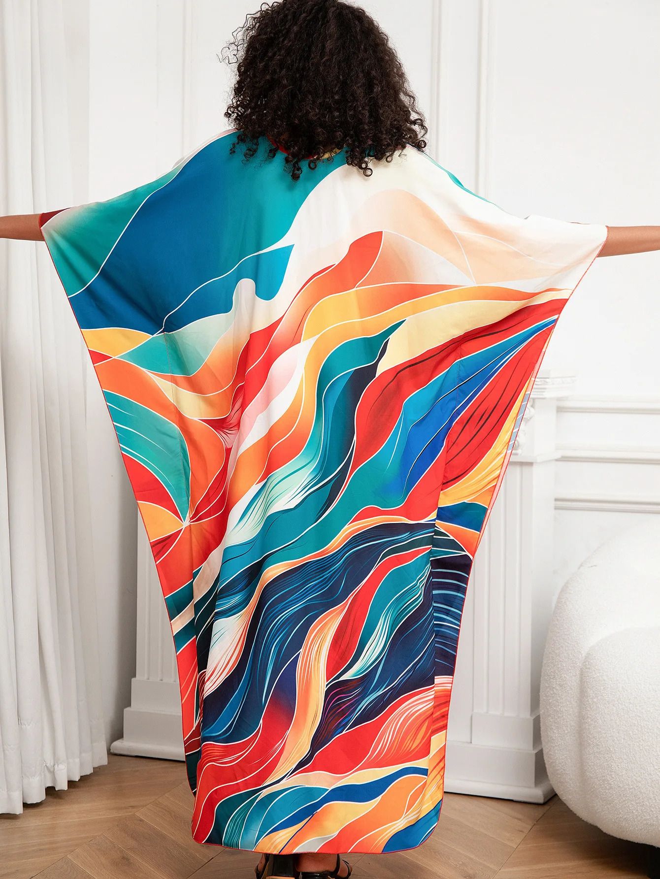 Plus size swimsuit cover restaurant beach Maxi dress Kaftan lounge Pang 250425