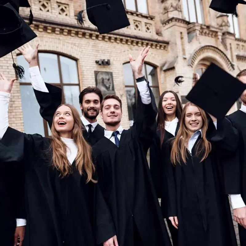 Graduation Gown College School Uniform Clothing Cap Set Unisex Matte Clothes for High School with Tassels Year Stamp 250407