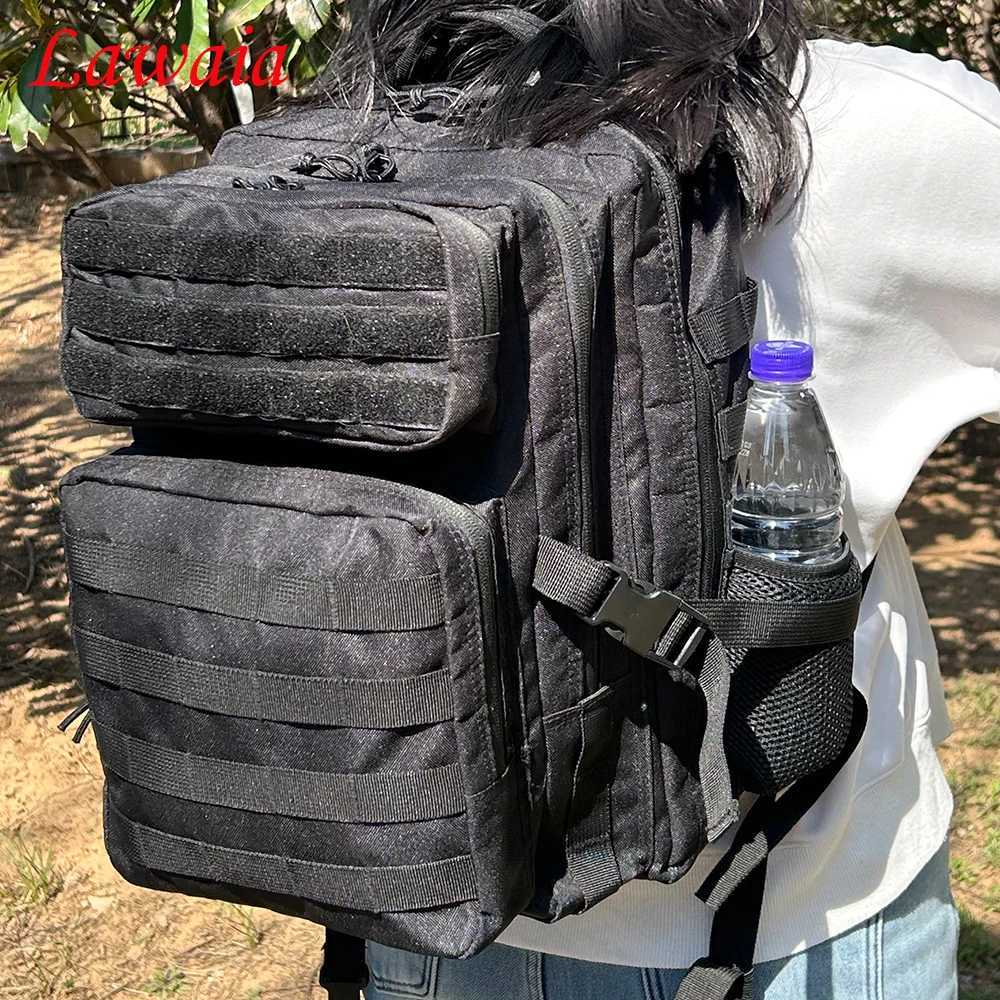 Lawaia Backpack Men Tactical Backpack Travel Fishing Backpacks Women 42*28*25.5cm Hiking Military Bag Sports Black BackpackC250407