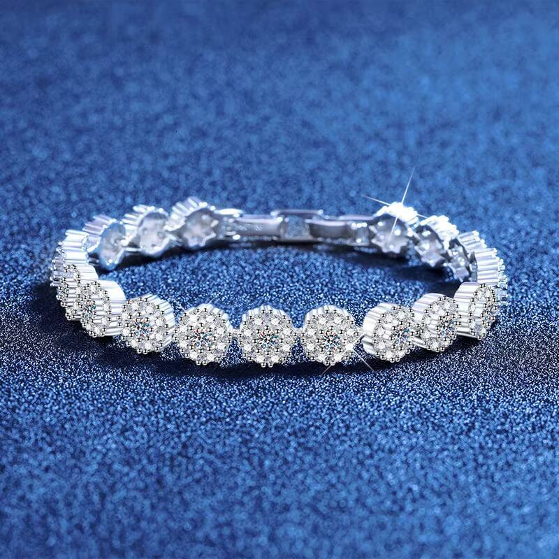 Factory Iced Out D Color Moissanite Tennis Bracelet S925 Sterling Silver GRA Moissanite Bracelets Hip Hop Womens Jewelry