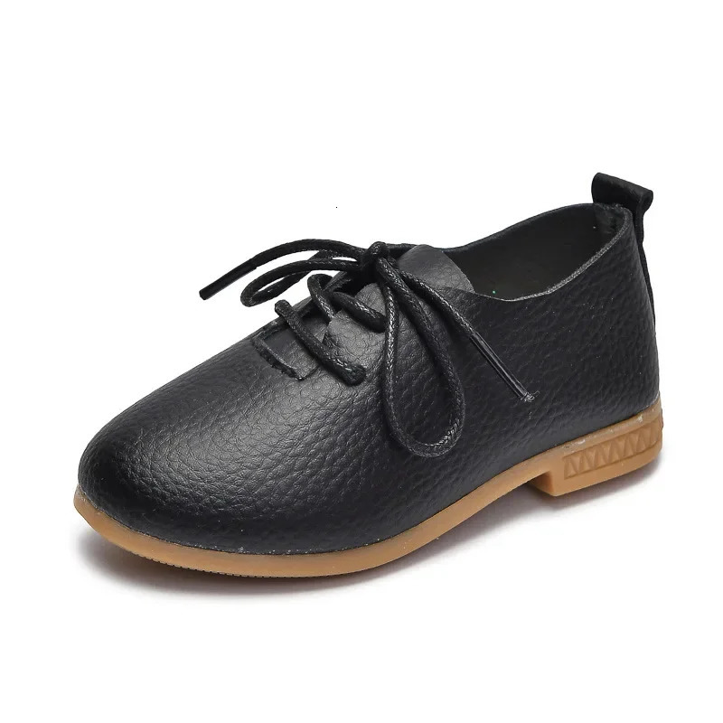 Kids Flat Shoes Solid Color Matte PU British Style Children Leather Shoes Non-slip 2025 Fashion Boys Girls Chic Shoes Soft 250407