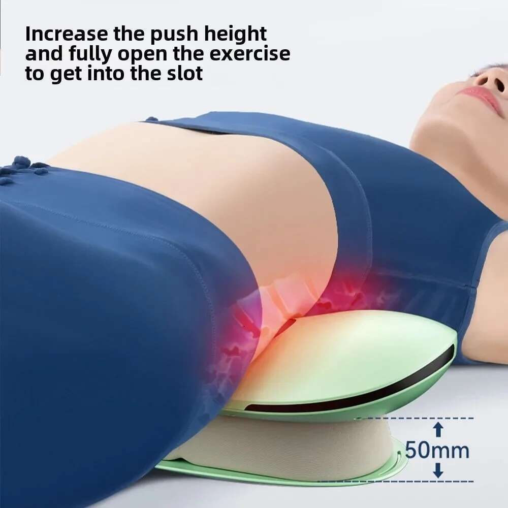 Electric Lumbar Traction With Heat, Adjustable Vibration Iatable Back Stretcher Device Waist Spine Support Massager