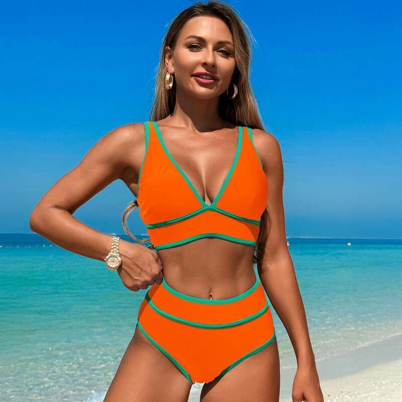 New European American with edge bikini, sports split swimsuit women, casual and versatile fashion clothing for 2025