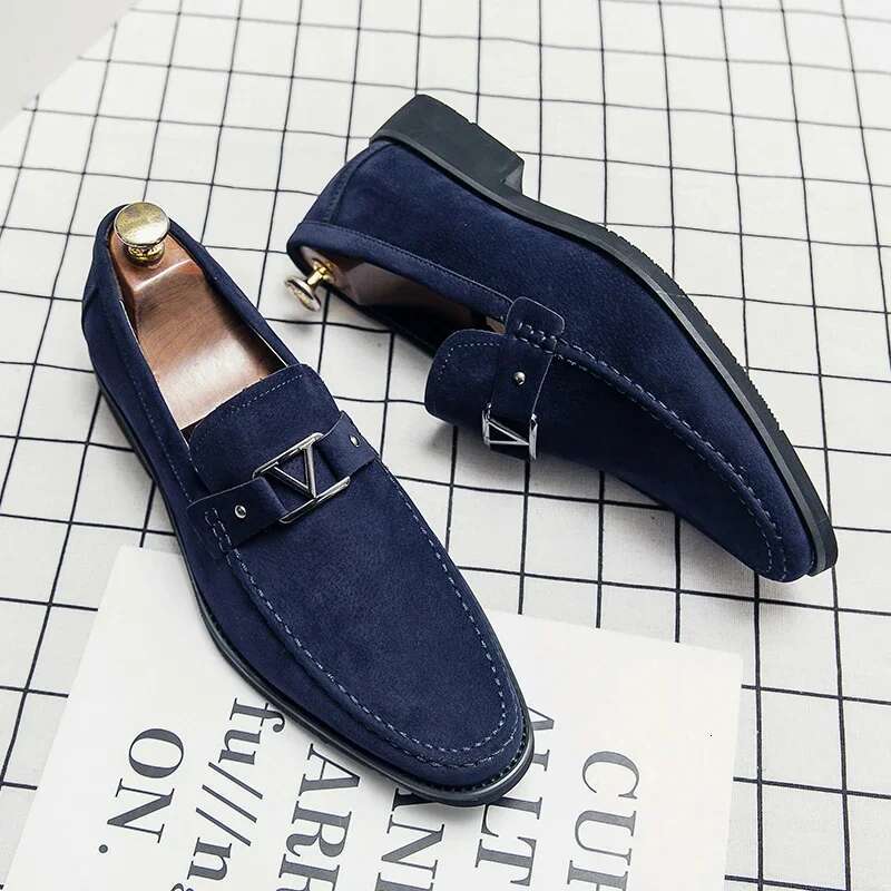 2024 Men's Suede Party Leather Fashion Business Loafers Man Banquet Dress Shoes Casual Plus Size 38-48
