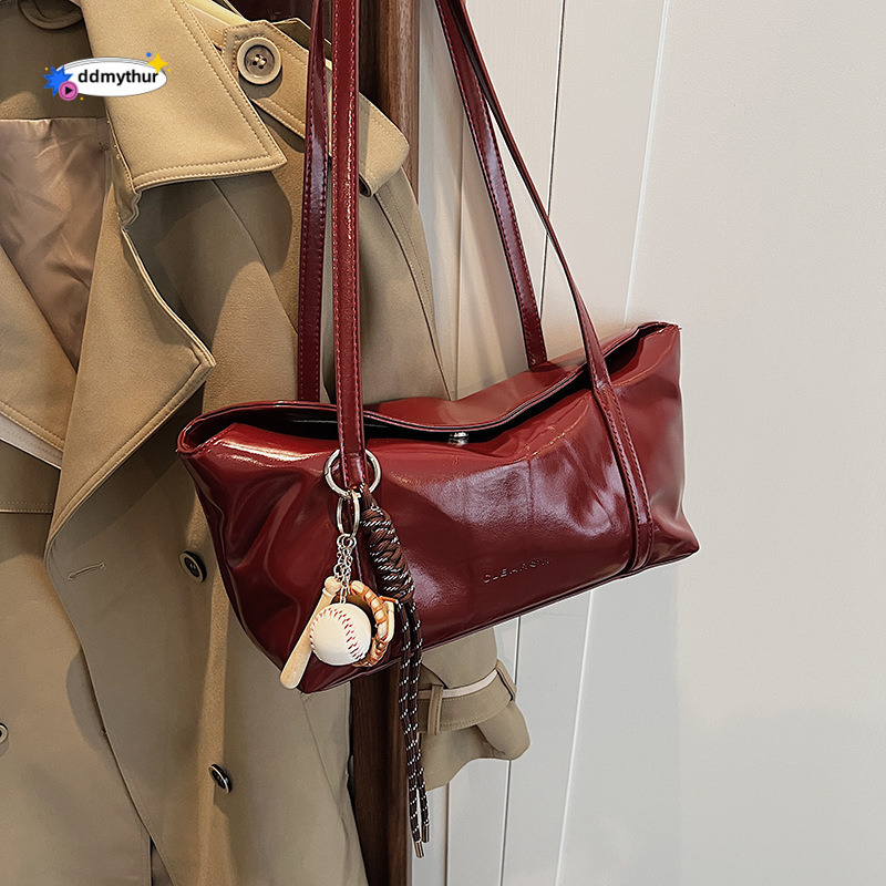 Oil wax leather Korean style minimalist INS flip underarm design, casual and versatile shoulder bag, large capacity tote bag ddmythur