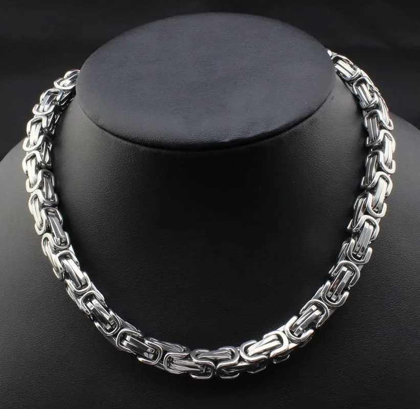 Stainless steel Byzantine chain woven chain necklace bracelet set for mens bicycle punk hip-hop rock jewelry accessories Y250408