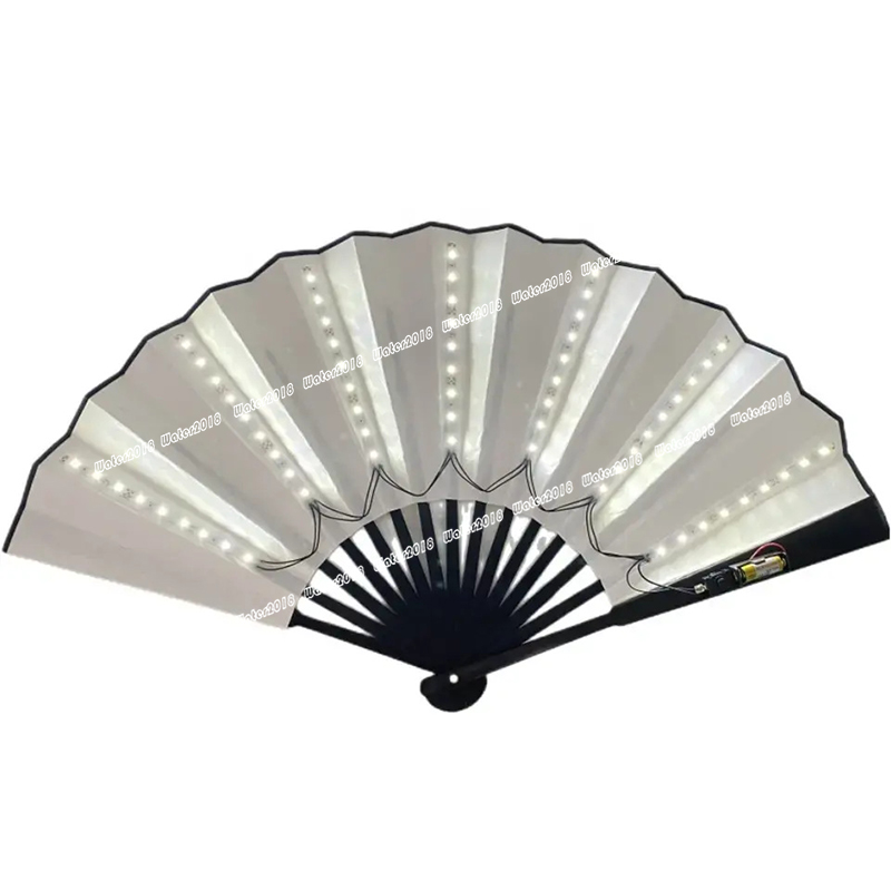 13inch Luminous Folding Rave Fan Led Play Colorful Hand Held Abanico LED Fans For Dance Neon DJ Night Club Party